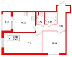 2-комн. кв. 49.7 м² 3/4 этаж