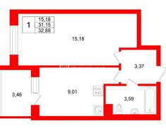 1-комн. кв. 31.15 м² 1/4 этаж