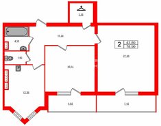 2-комн. кв. 76.9 м² 3/5 этаж