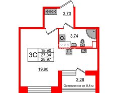 Студия 27 м² 6/12 этаж