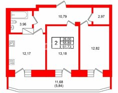 2-комн. кв. 56.5 м² 14/20 этаж