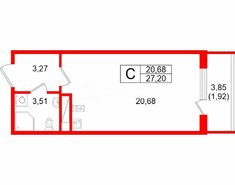 Студия 27.2 м² 13/16 этаж