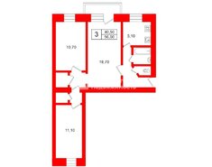 3-комн. кв. 56 м² 5/5 этаж