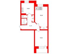 2-комн. кв. 61 м² 3/9 этаж