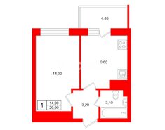 1-комн. кв. 29.9 м² 4/10 этаж