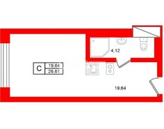 Студия 26.4 м² 6/18 этаж
