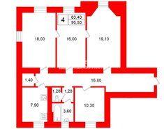 4-комн. кв. 95.5 м² 1/6 этаж