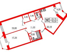 2-комн. кв. 79.2 м² 7/12 этаж