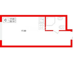Студия 25.1 м² 12/12 этаж