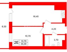1-комн. кв. 35 м² 8/19 этаж