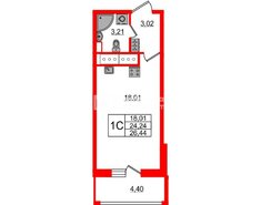 Студия 23.8 м² 20/23 этаж