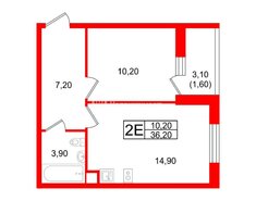 1-комн. кв. 36.2 м² 1/18 этаж