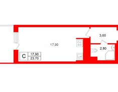 Студия 23.7 м² 1/18 этаж