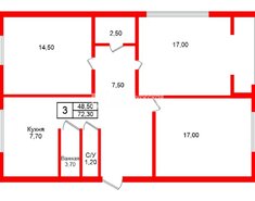 3-комн. кв. 72.3 м² 5/5 этаж