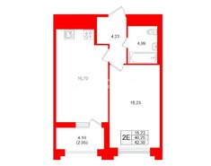 1-комн. кв. 42.3 м² 4/12 этаж