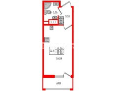 Студия 24.5 м² 12/19 этаж