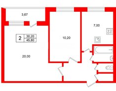 2-комн. кв. 45.8 м² 2/9 этаж