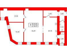 3-комн. кв. 96 м² 4/5 этаж