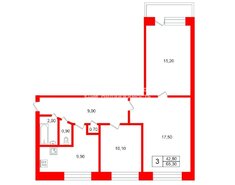 3-комн. кв. 65.3 м² 2/9 этаж