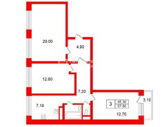 3-комн. кв. 67.8 м² 7/16 этаж