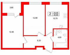 2-комн. кв. 45.9 м² 4/4 этаж