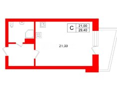 Студия 29.4 м² 4/9 этаж