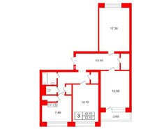 3-комн. кв. 72.1 м² 10/10 этаж