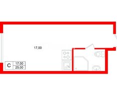 Студия 25 м² 12/12 этаж