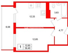 1-комн. кв. 39.4 м² 10/11 этаж