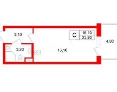 Студия 23.8 м² 2/25 этаж