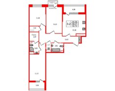 3-комн. кв. 87.2 м² 9/9 этаж