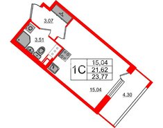 Студия 21.62 м² 12/17 этаж