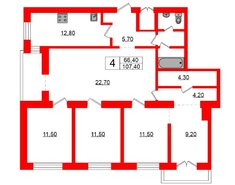 4-комн. кв. 107.4 м² 3/5 этаж
