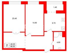 2-комн. кв. 66.5 м² 9/9 этаж