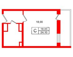 Студия 24.1 м² 1/25 этаж