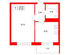 1-комн. кв. 31.3 м² 11/14 этаж