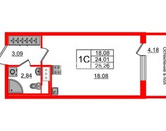 Студия 24 м² 7/10 этаж