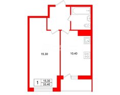 1-комн. кв. 33.4 м² 10/24 этаж