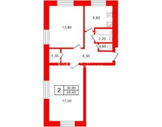 2-комн. кв. 49.4 м² 2/9 этаж