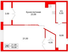 1-комн. кв. 59 м² 4/8 этаж