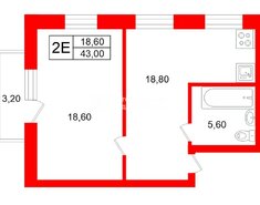 1-комн. кв. 43 м² 4/4 этаж