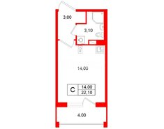 Студия 20.1 м² 4/4 этаж