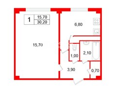 1-комн. кв. 30.2 м² 2/5 этаж