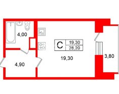 Студия 28.2 м² 6/16 этаж
