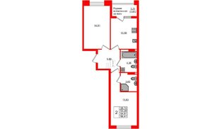 Квартира в ЖК «Консул», 2 комнатная, 54.81 м², 4 этаж