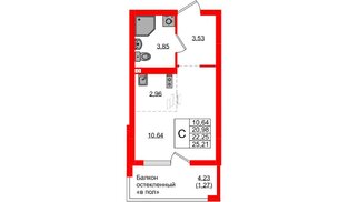 Квартира в ЖК «Консул», студия, 22.25 м², 9 этаж