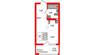 Квартира в ЖК «Консул», студия, 22.23 м², 8 этаж