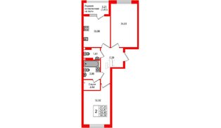 Квартира в ЖК «Консул», 2 комнатная, 54.48 м², 5 этаж