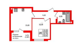 Квартира в ЖК «Консул», 1 комнатная, 34.79 м², 7 этаж