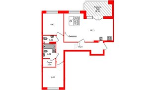 Квартира в ЖК «Консул», 2 комнатная, 65.3 м², 9 этаж